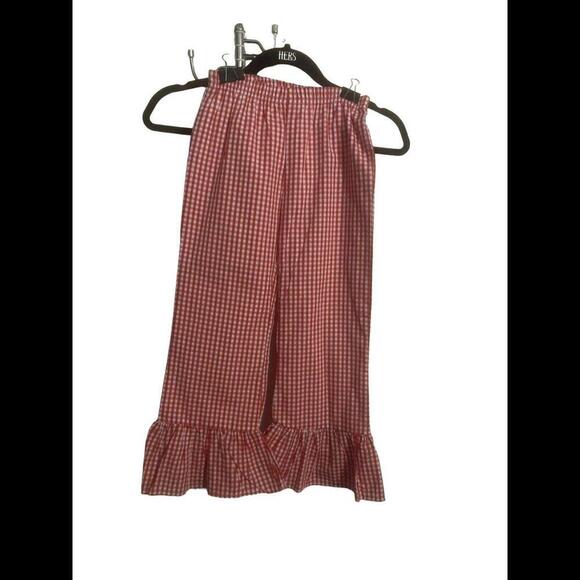 Blake  Boutique Ruffle Leg Pants 8 Red Ginghams Print k 73 - Picture 1 of 2